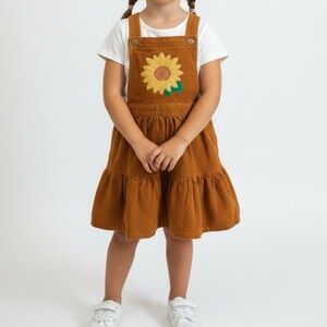 Cynthia Rowley Mustard Corduroy Dress with Sunflower Embroidery
